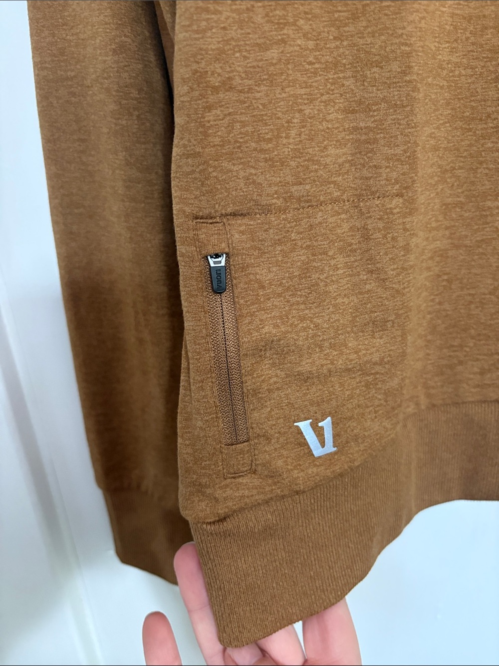 Vuori Ponto Performance Crewneck Sweatshirt in Autumn Heather Gold Size Medium - Picture 7 of 11